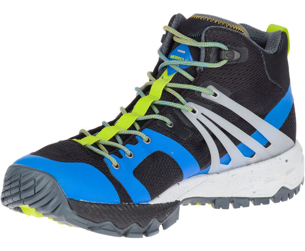 Merrell Hiking Boots Black/Blue/Green - MQM Ace Mid Waterproof - Mens 51IWHGCTJ